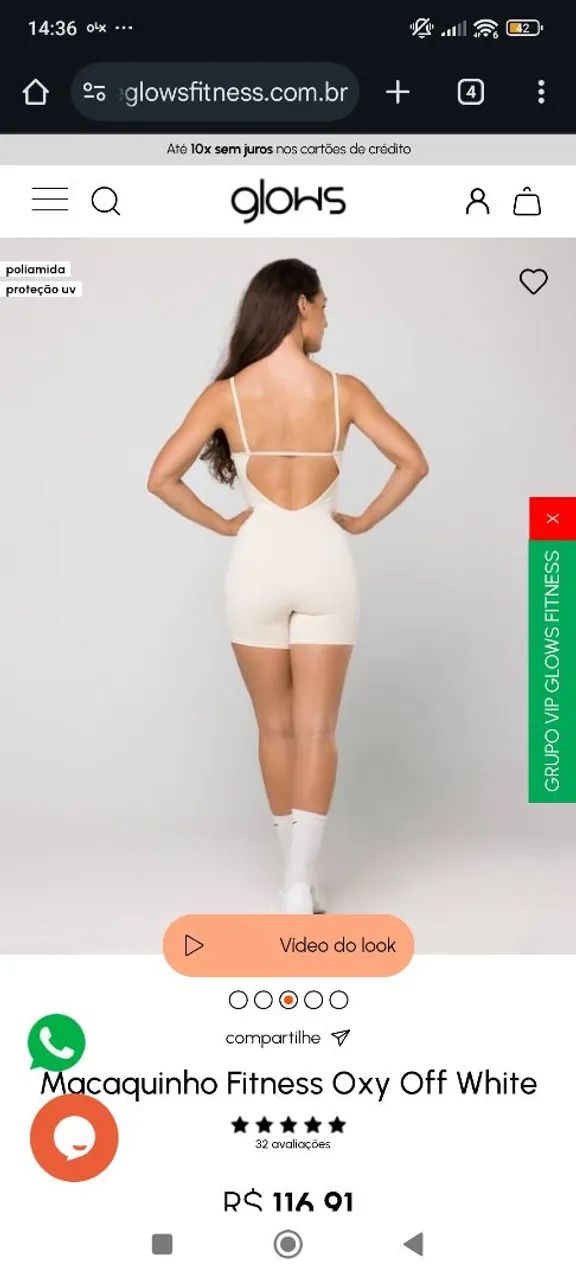 Macaquinho Fitness Oxy Off White - Foto 2