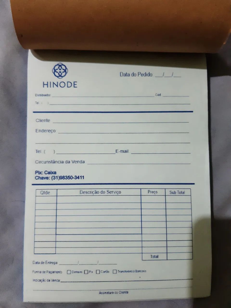 Bloco de Pedidos Hinode