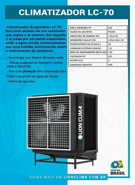 Climatizador Evaporativo LC-70 - Lion Clima