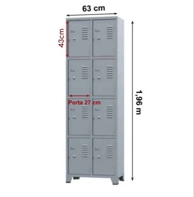 Roupeiro de Aço c/ 08 portas PEQUENAS - 1,96×0,63×0,36m Varios modelos entregamos - Foto 2