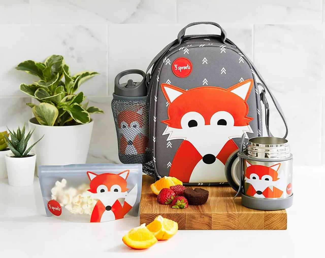 Conjunto de Lancheira Infantil Térmica Raposa - 3 Sprouts