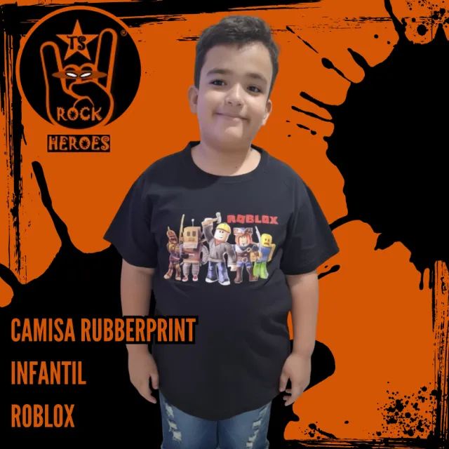 Camisa Rubberprint Infantil Roblox 100% Algodão Estampa DTF Alta Resolução Manga Curta
