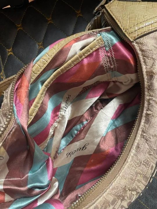 Bolsa Guess Bege Original Vintage Brecho - Foto 4