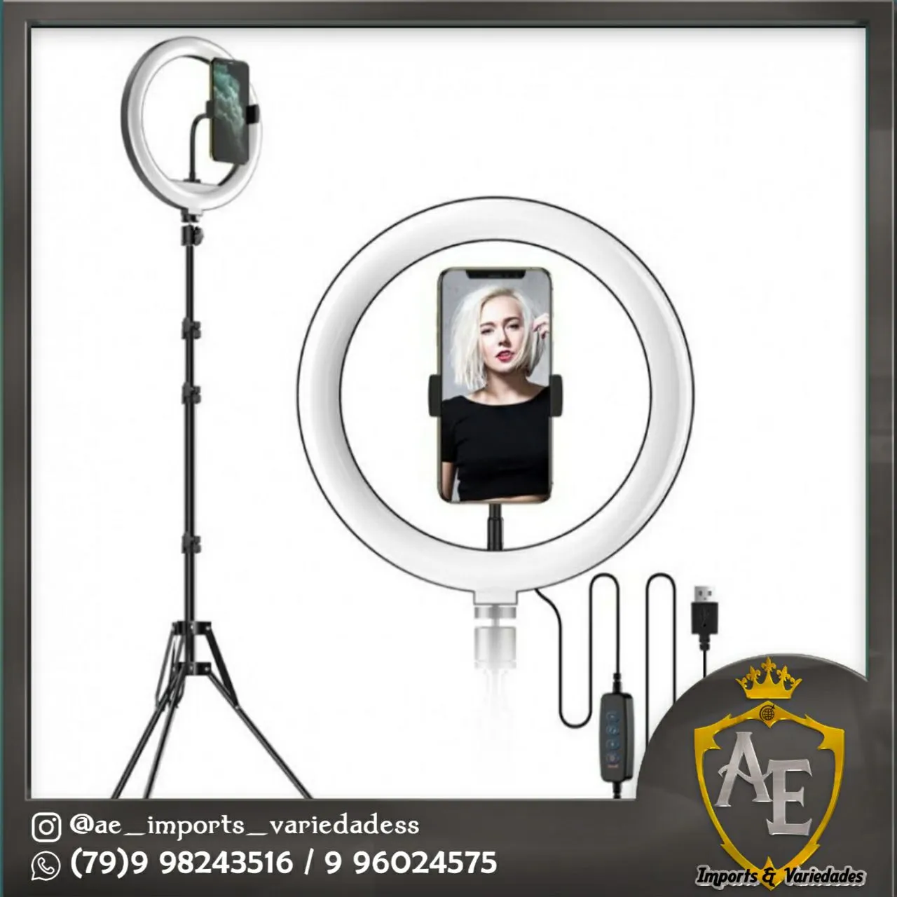 Ring light 10 e 12 polegadas com tripe