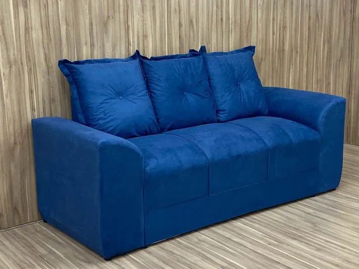 Conjunto de Sofás 3 e 2 Lugares Suede Azul - Foto 2