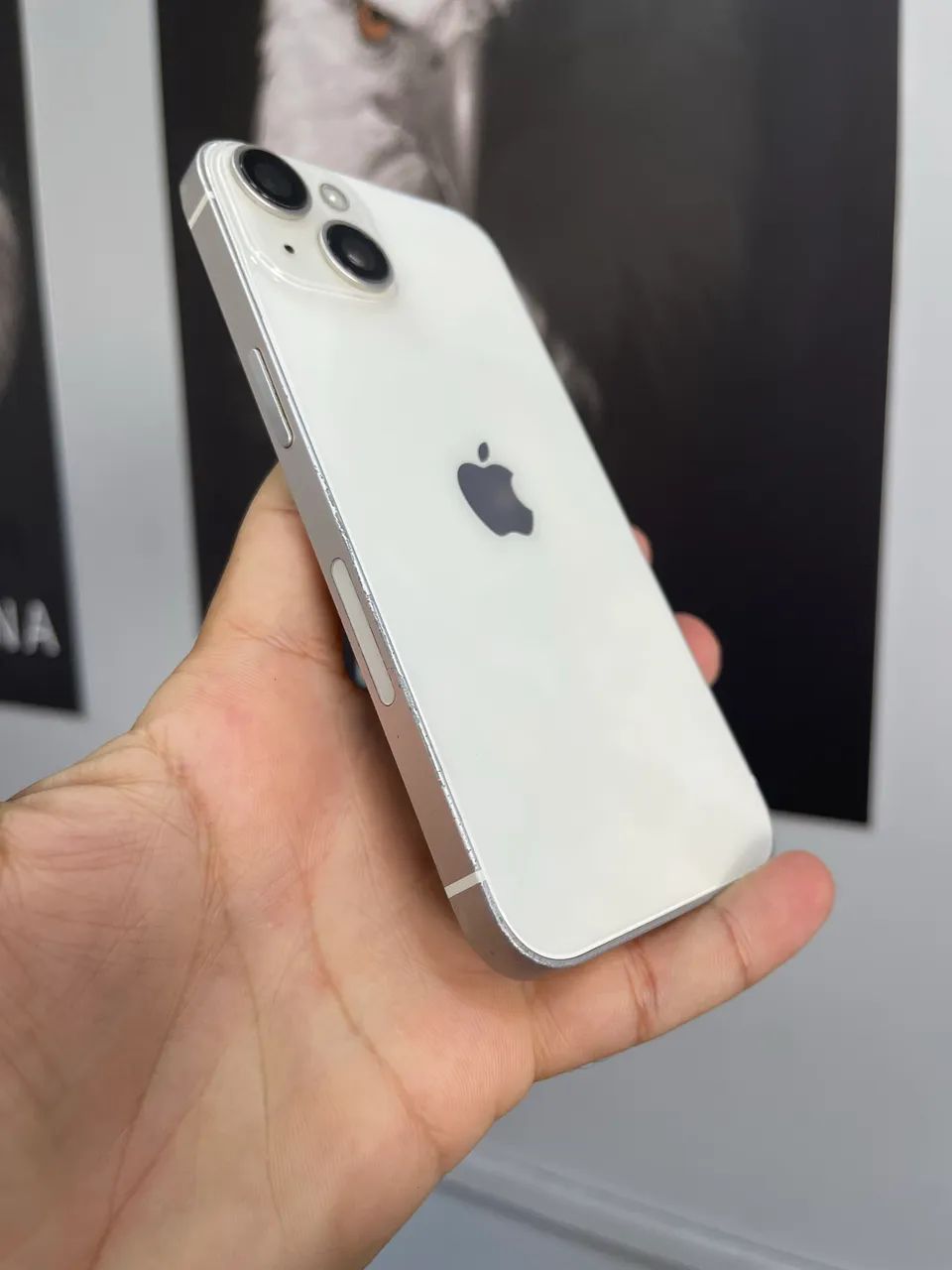 iPhone 14 128 branco com marcas nas laterais 2350 - Celulares e