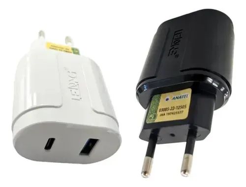 Fonte  carregamento 2 portas usb e usb-c