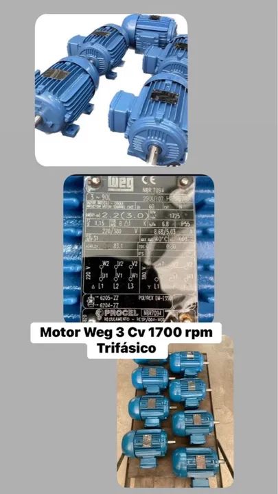 Motor Weg 3 Cv 1700 rpm Trifásico  - Foto 3