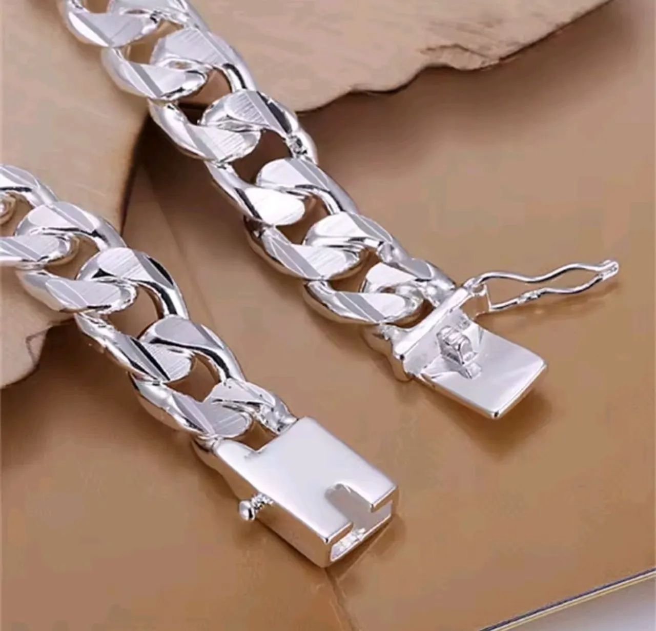 Pulseira masculina folheada a prata  - Foto 5