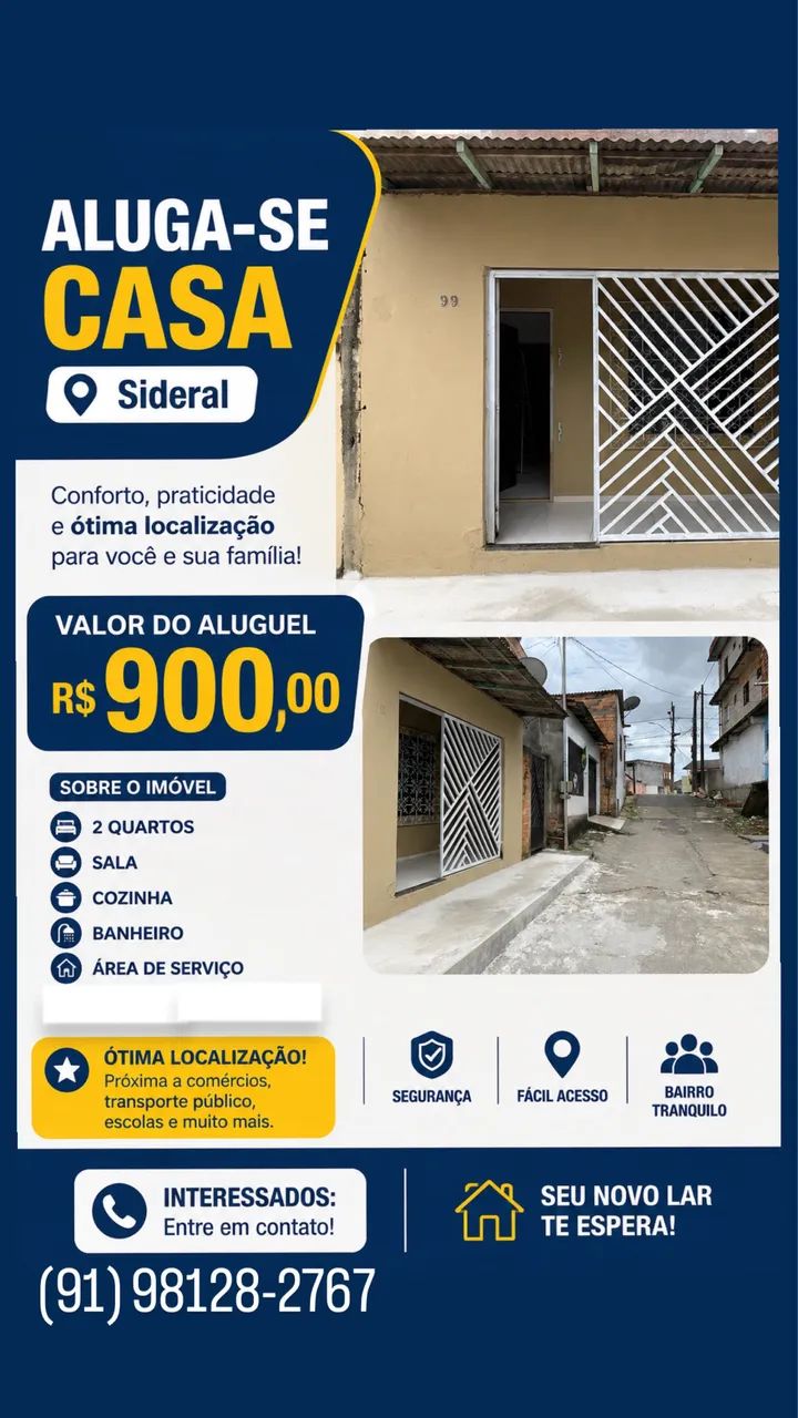 ALUGA-SE CASA NO SIDERAL 
