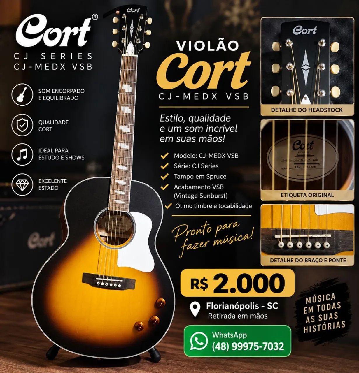 Violão Cort cj retro 