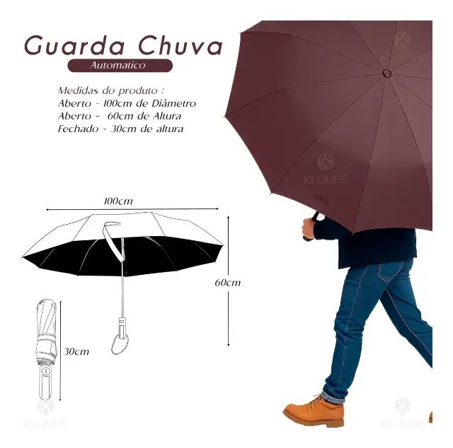 Guarda Chuva Abre E Fecha Automático Reforçado Contra Vento - Foto 2