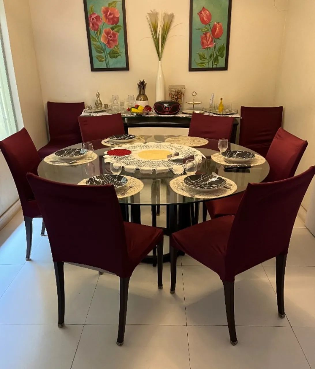 Mesa de vidro redonda