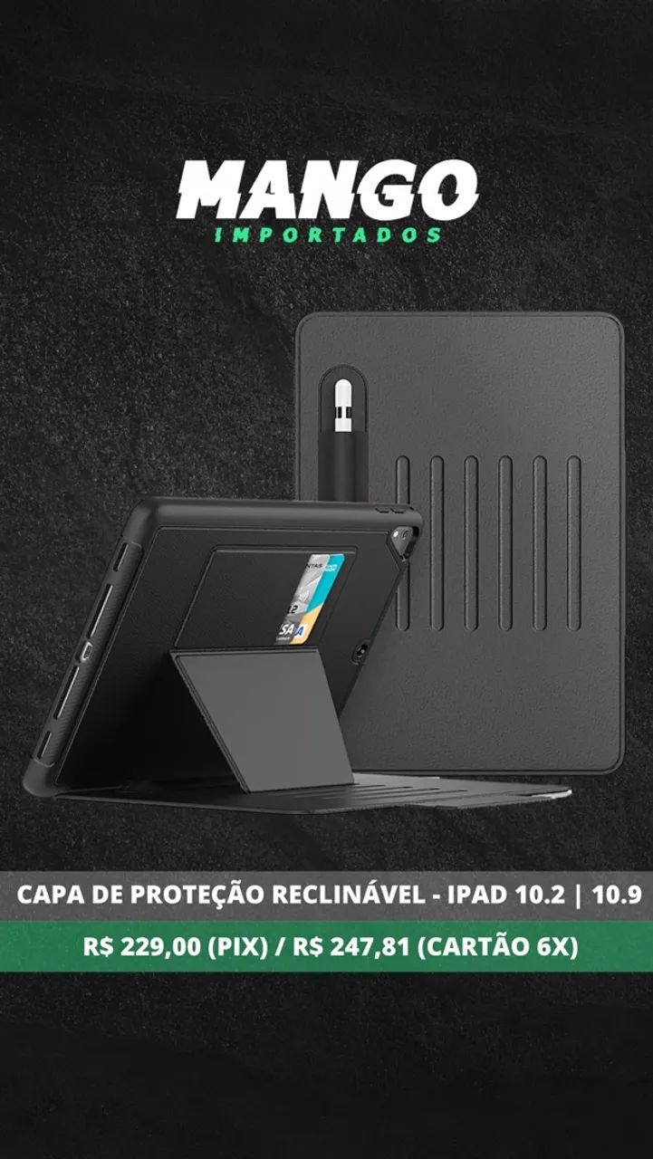 Capa de Proteção Reclinável para iPads 7, 8 e 9 Marrom e Preta  - Foto 2