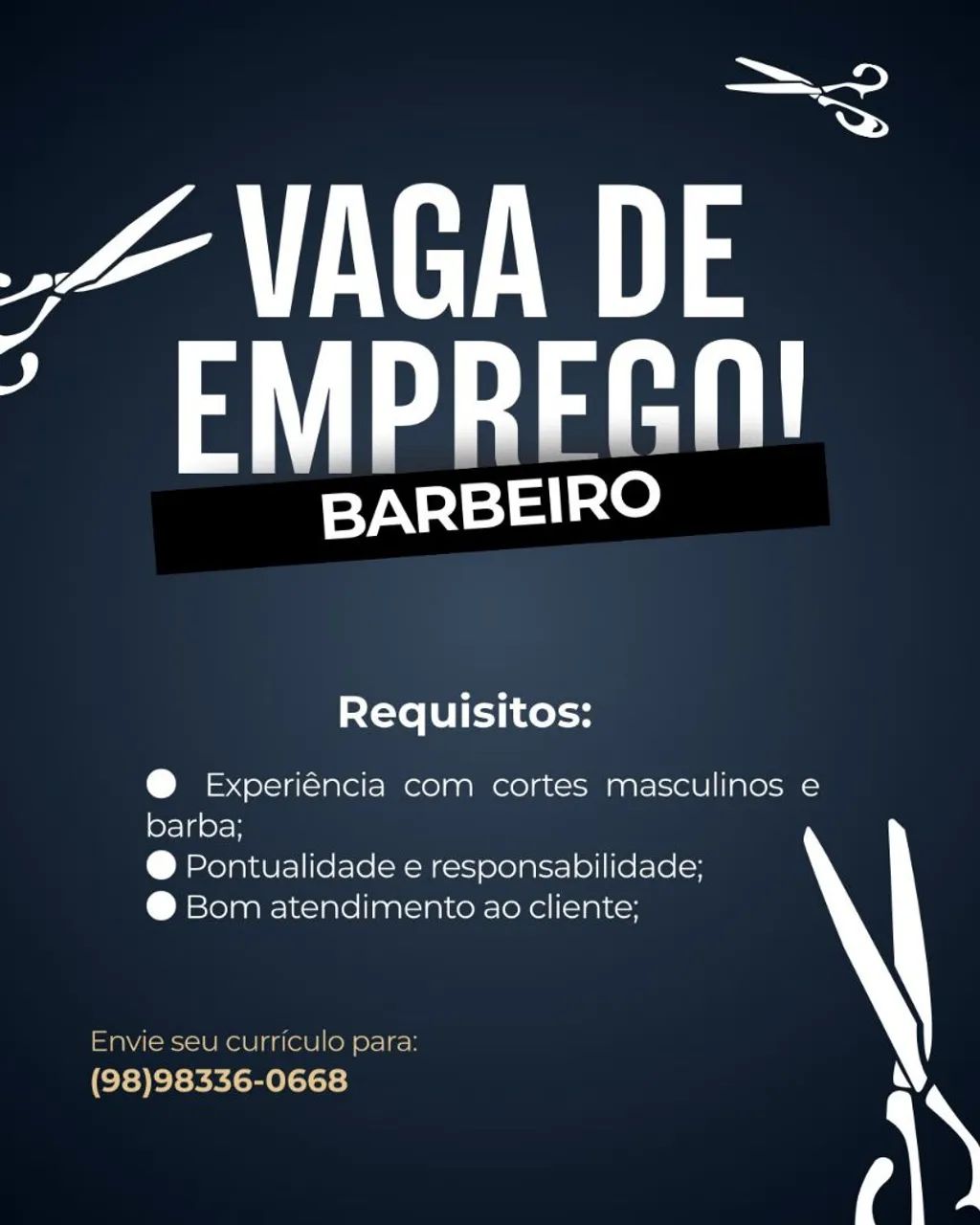 Contrata-se barbeiro 