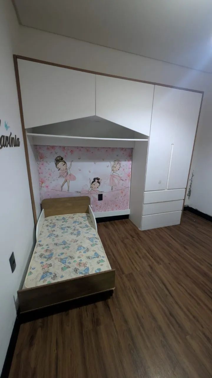 Quarto Infantil Completo Berço que Vira Cama + Guarda-Roupa Modulado - Foto 4