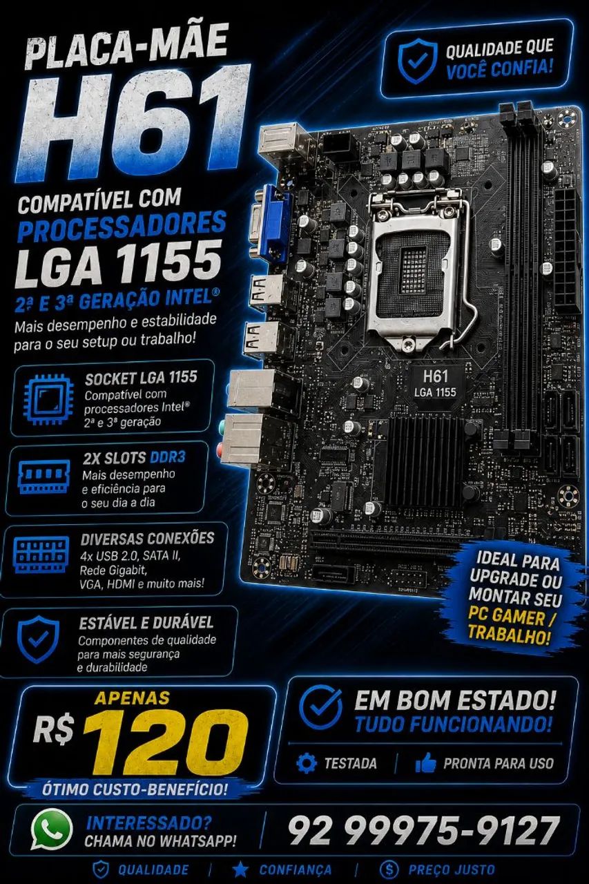 PLACA MÃE H61 - Foto 4