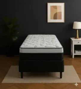 Conjunto Base com Colchão Solteiro de Molas Ensacadas Prime Light