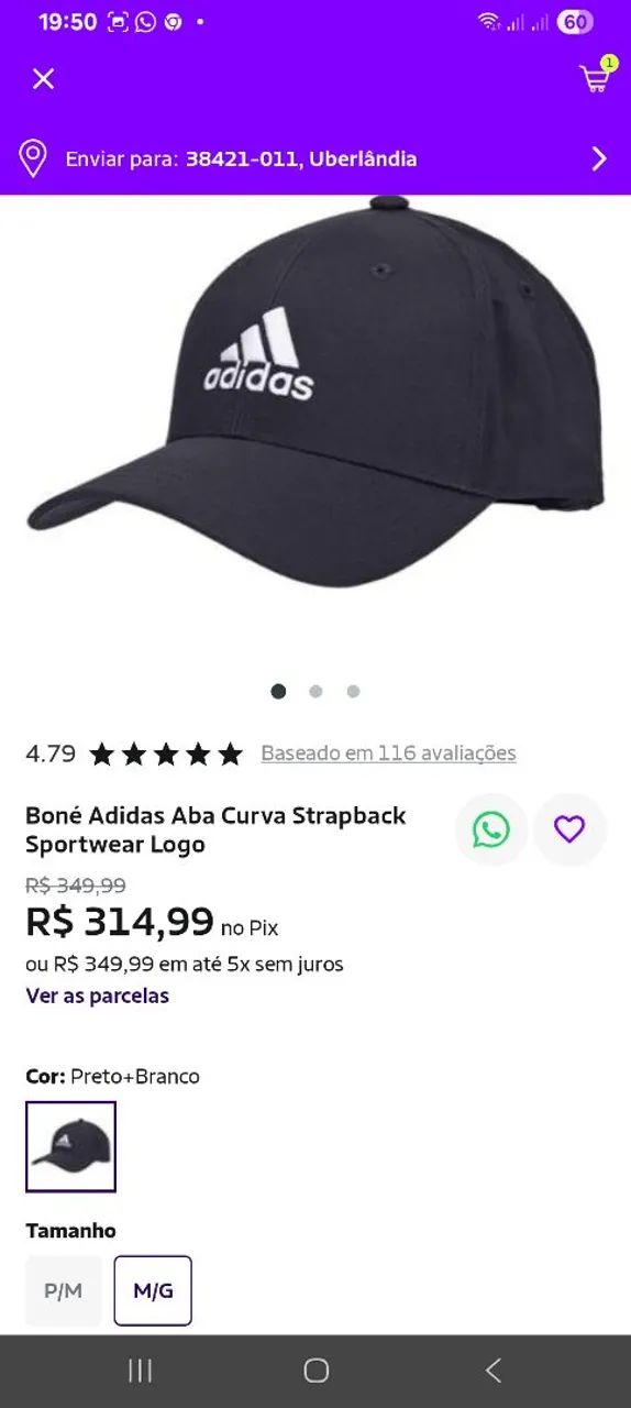 Boné adidas original novo 