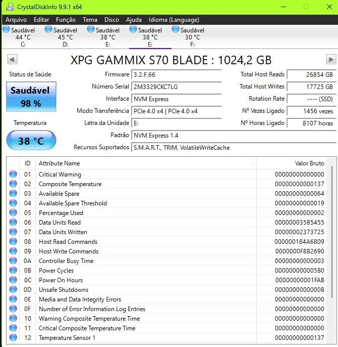 SSD M2 1TB XPG S70 BLADE PCIe 4.0