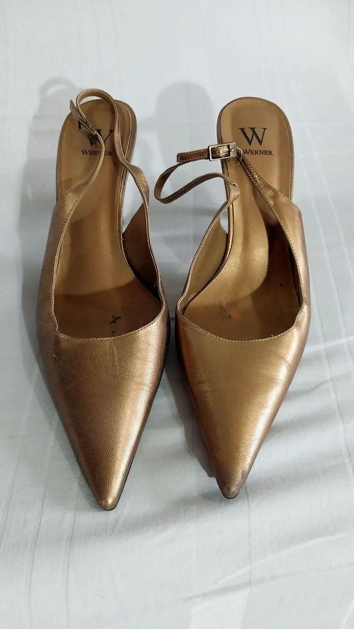 Sapato Scarpin Slingback da werner tam.36 bronze