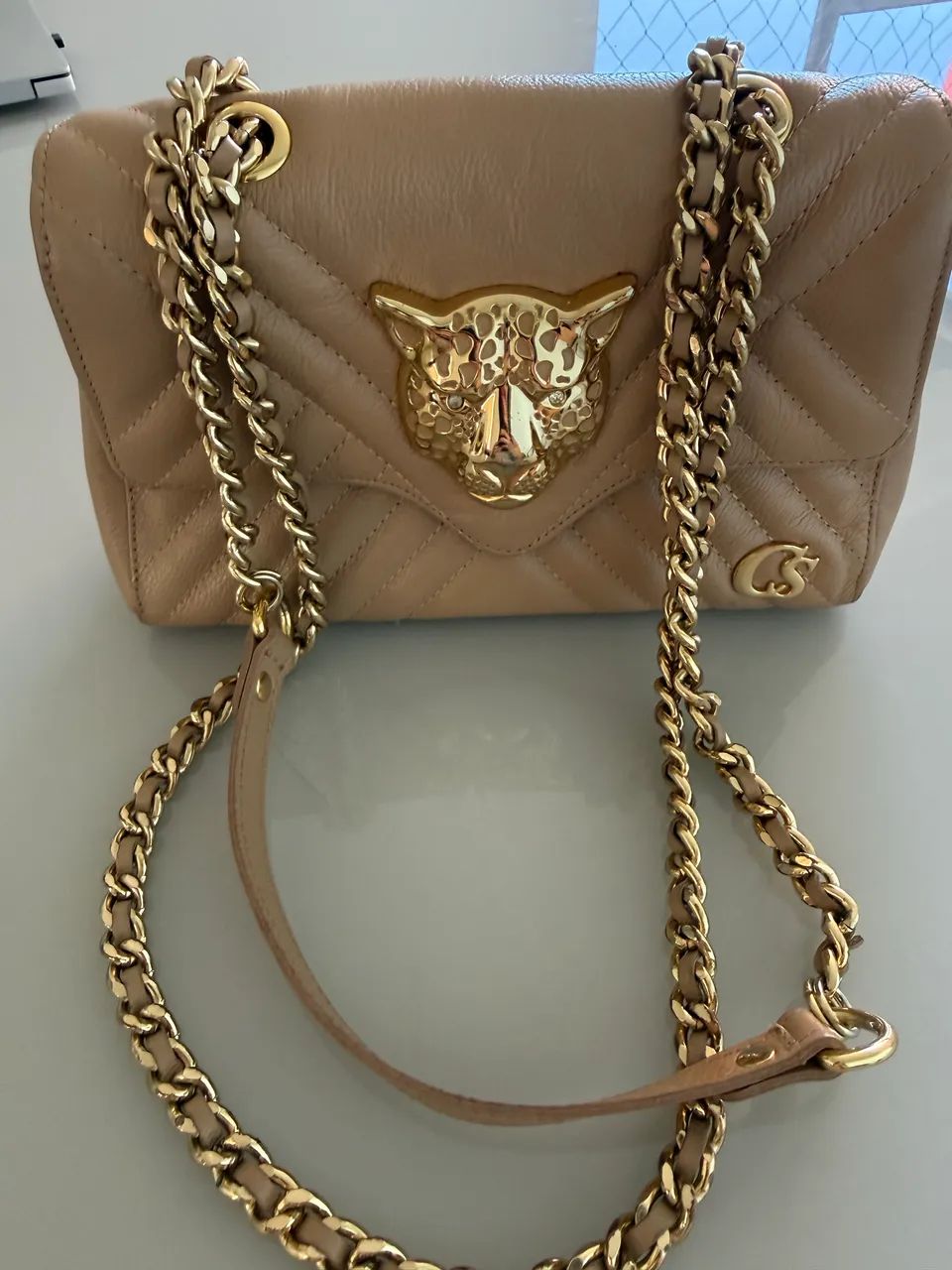 Bolsa Carmem Steffens bege 20cm largura  - Foto 2