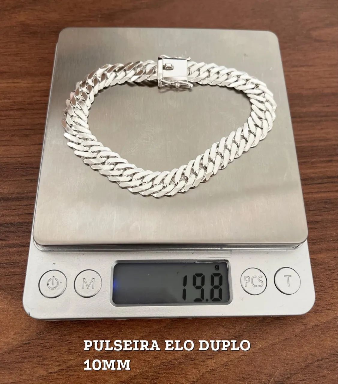Pulseira Elo Duplo 10mm ( Prata 925)