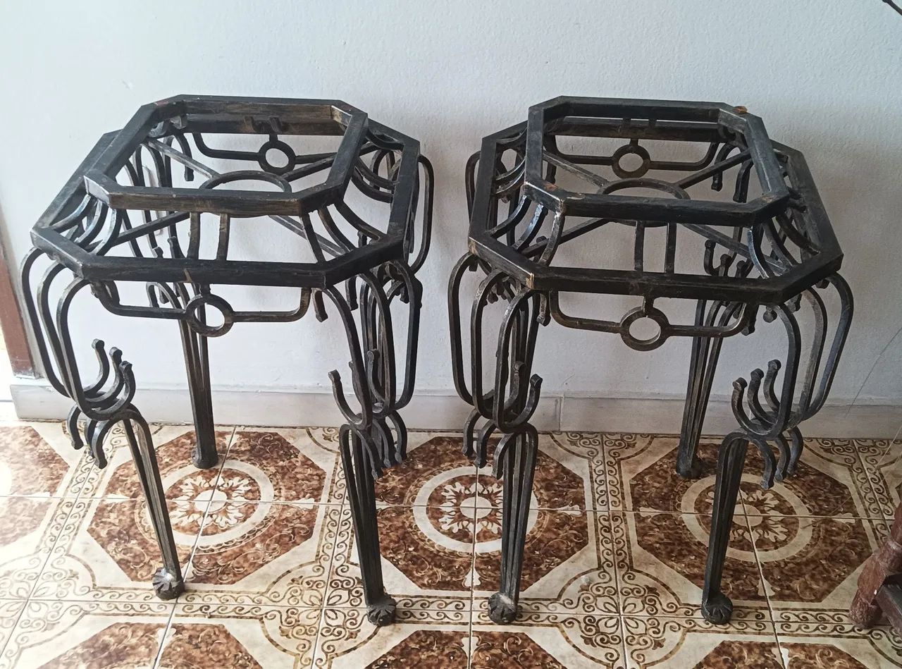 Mesa de centro com duas mesas de canto de ferro  - Foto 2
