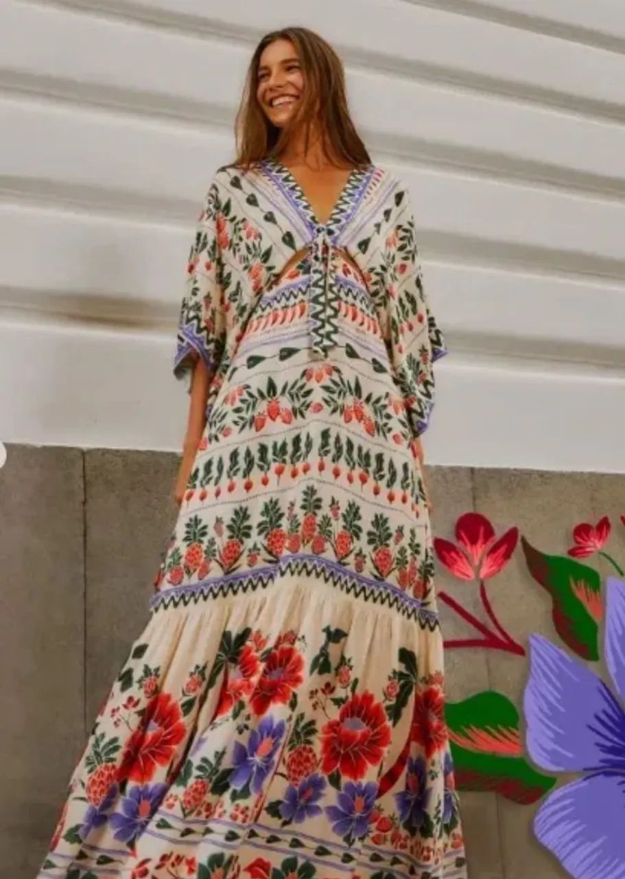 Vestido Longo Dedo De Moça Farm - G
