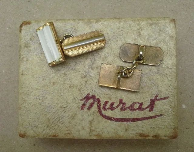 Dois pares de abotoaduras vintage francesas Murat - estojo original - Foto 2