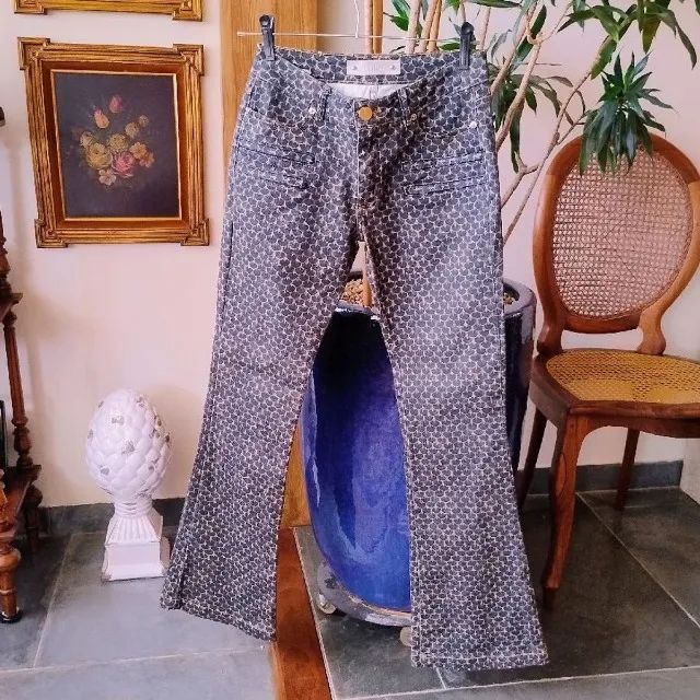 Calça de Sarja Flare Estampada da Animale