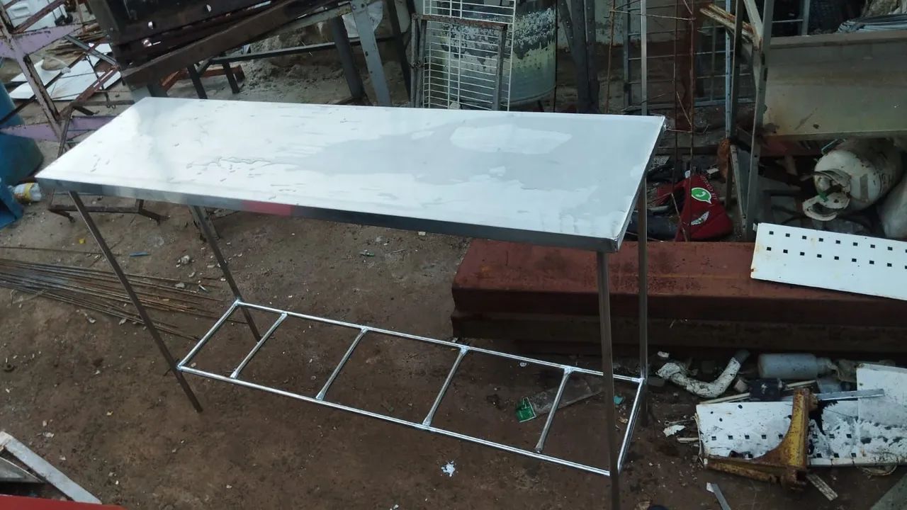 Bancada de inox com paneleiro de 1,50mx43cm