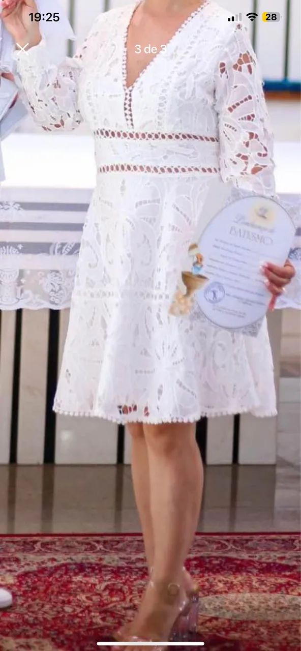 Vestido Mídi Branco Off Griper - Foto 3