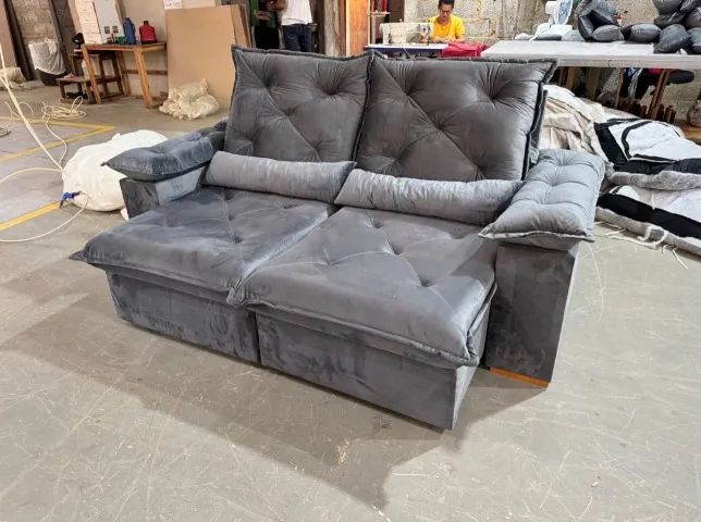 Sofá Retrátil Reclinável Urban Flex 2,00 m Veludo Grafite