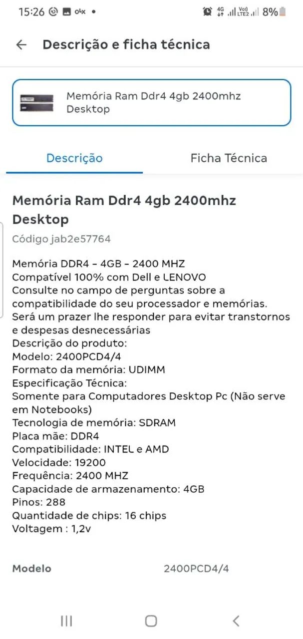Vendo memória DDR4 de 4 Gb. - Foto 5