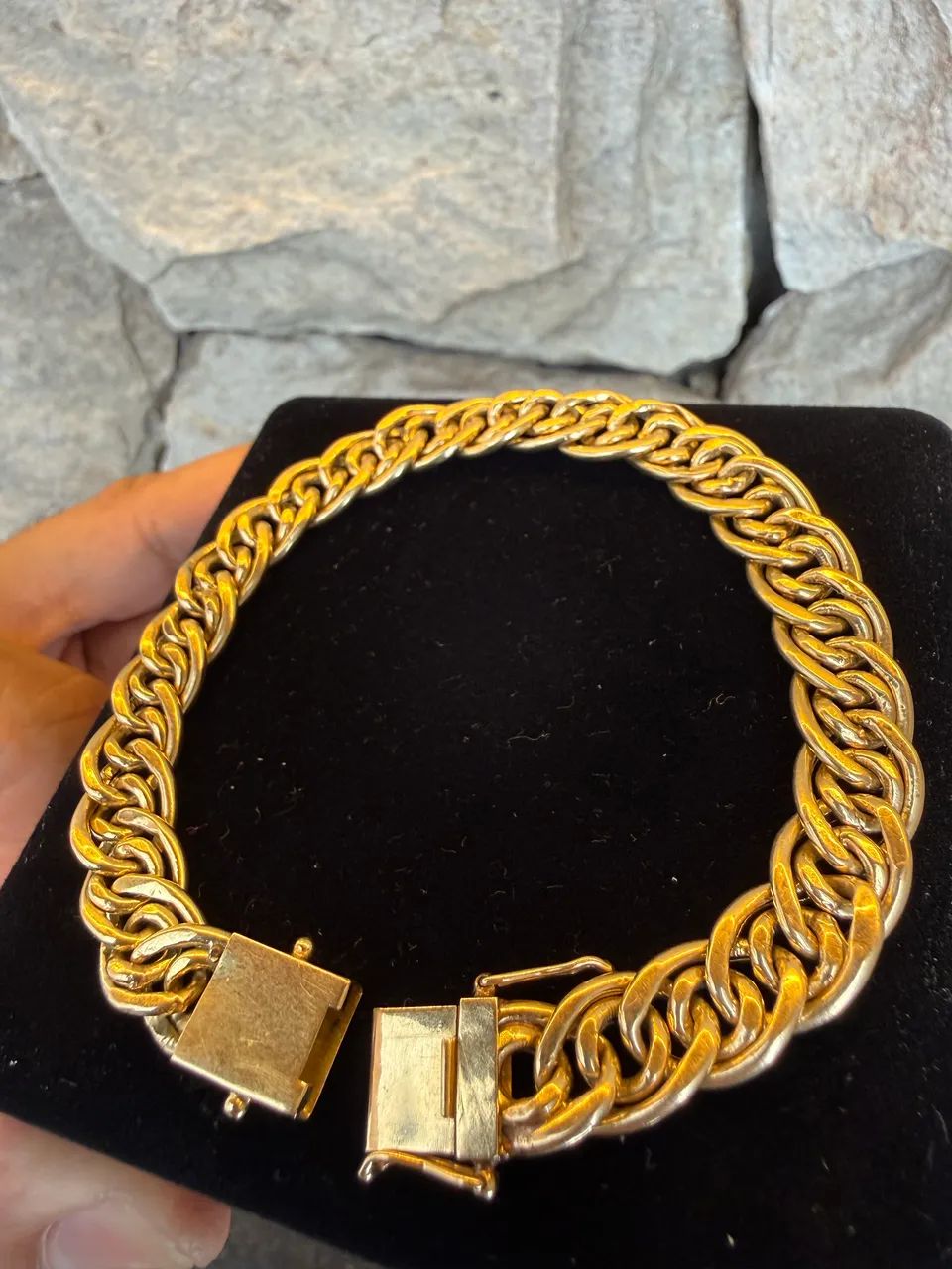 Pulseira de ouro18k  modelo romana e gourmet dupla  - Foto 3