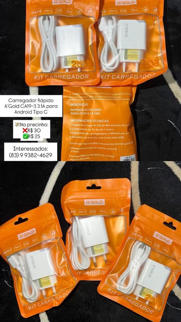 Carregador Rápido para Android tipo C