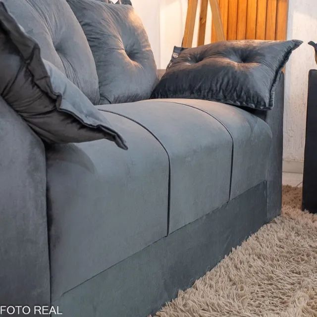 Sofá 3 e 2 lugares Petra Veludinho Cinza - Foto 3
