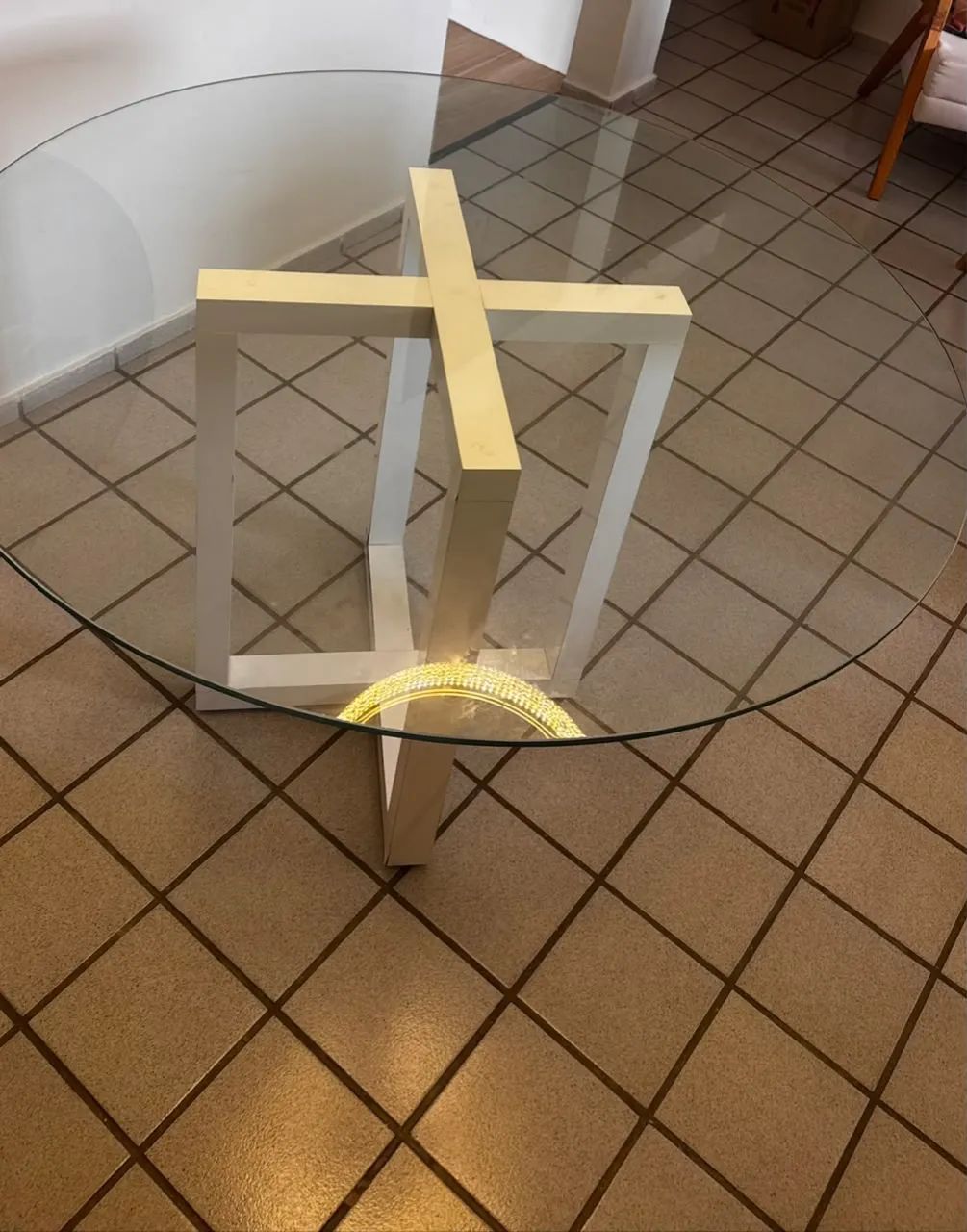 Mesa de vidro temperado 10mm e diâmetro 120cm