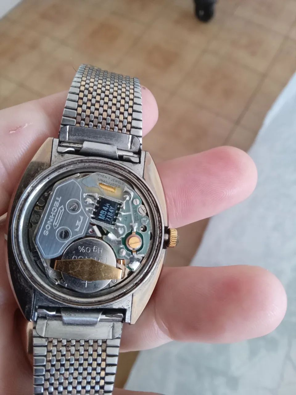 TECHNOS Tiger BORAZON 天然石　タイガーアイ Relógio technos borazon Tiger eye Electronic raríssimo