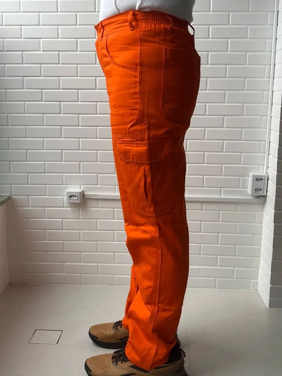 Calça de Uniforme Brim Pesado Laranja - Foto 5