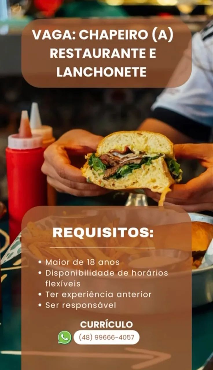 Vaga para Chapeiro (a) e para Caixa