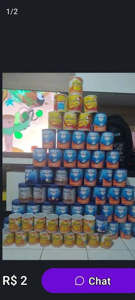 Latas de leite vazia
