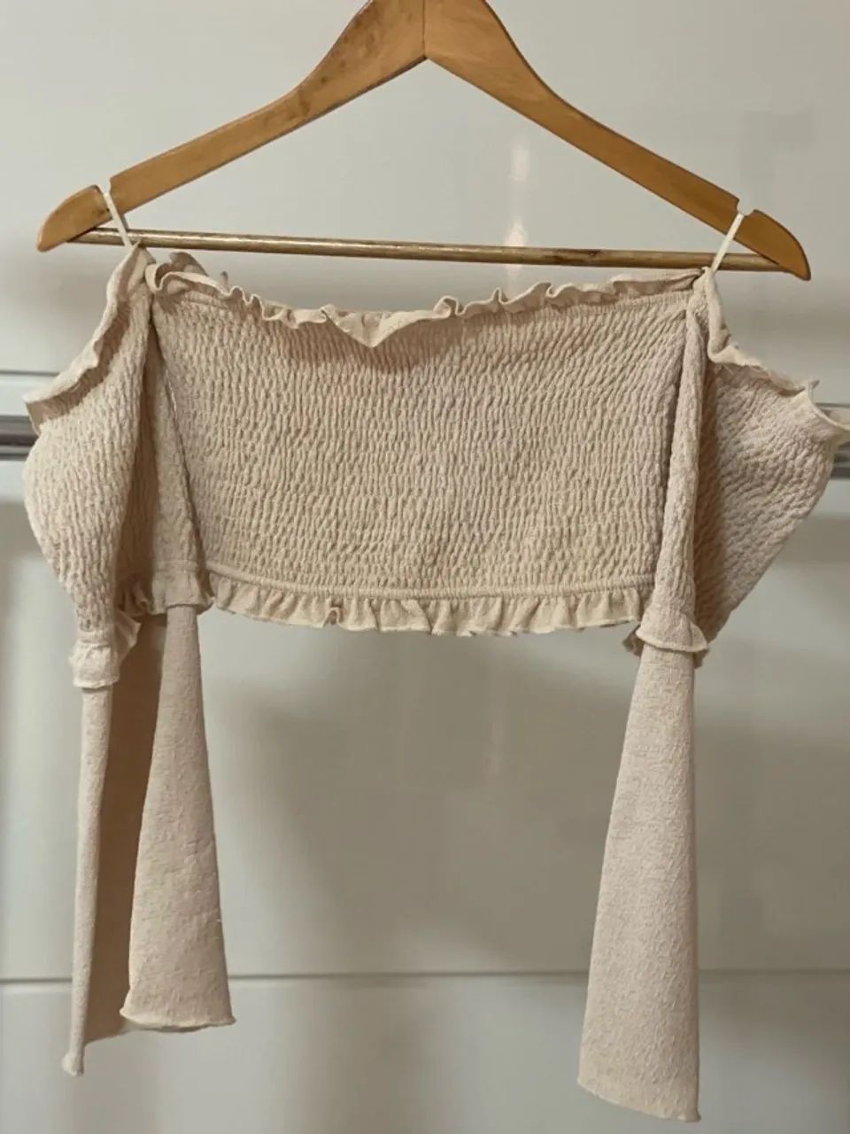 blusa ombro a ombro bluesteel pp bege elegante