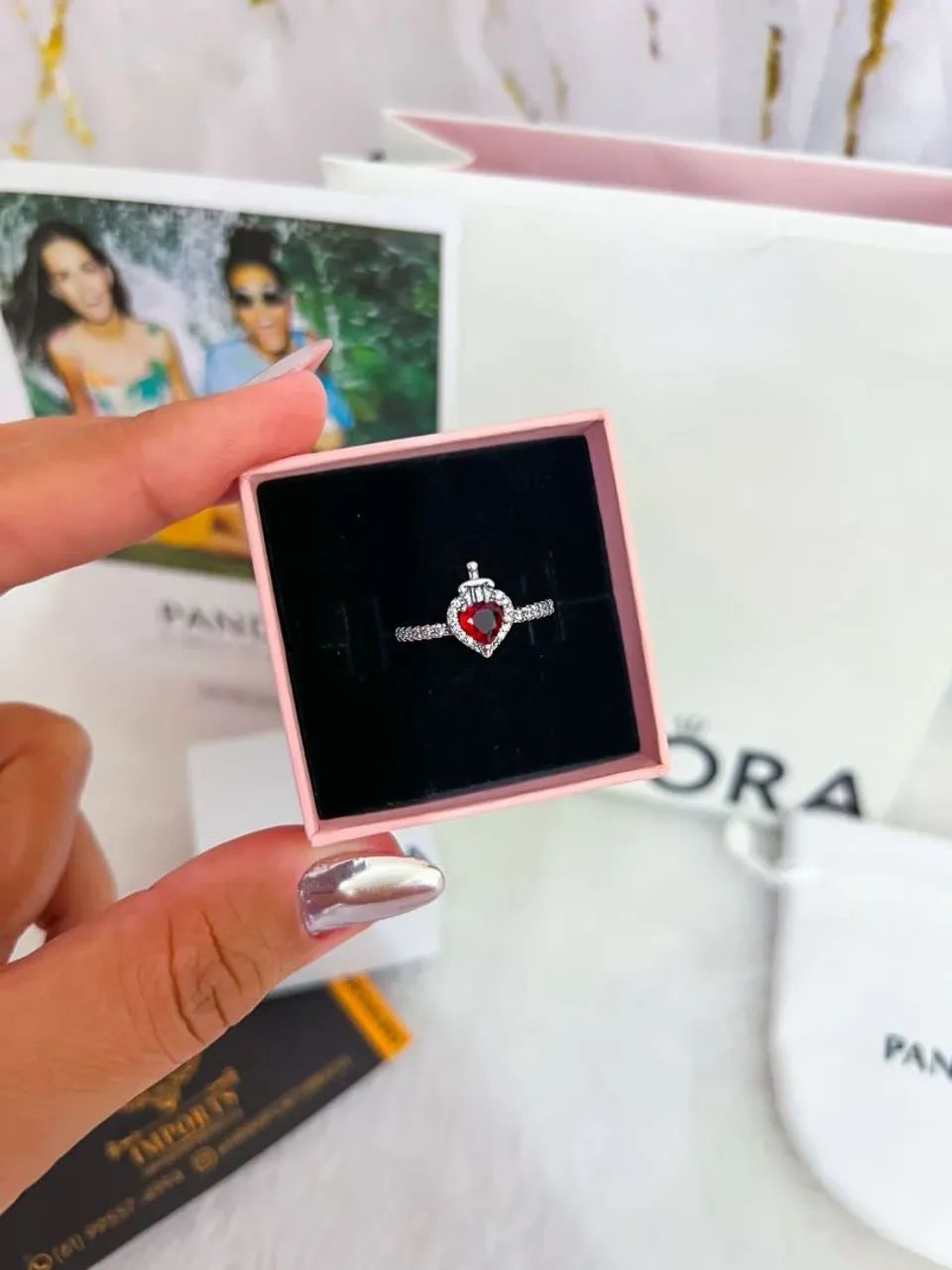 Anel pandora Coração espada disney 