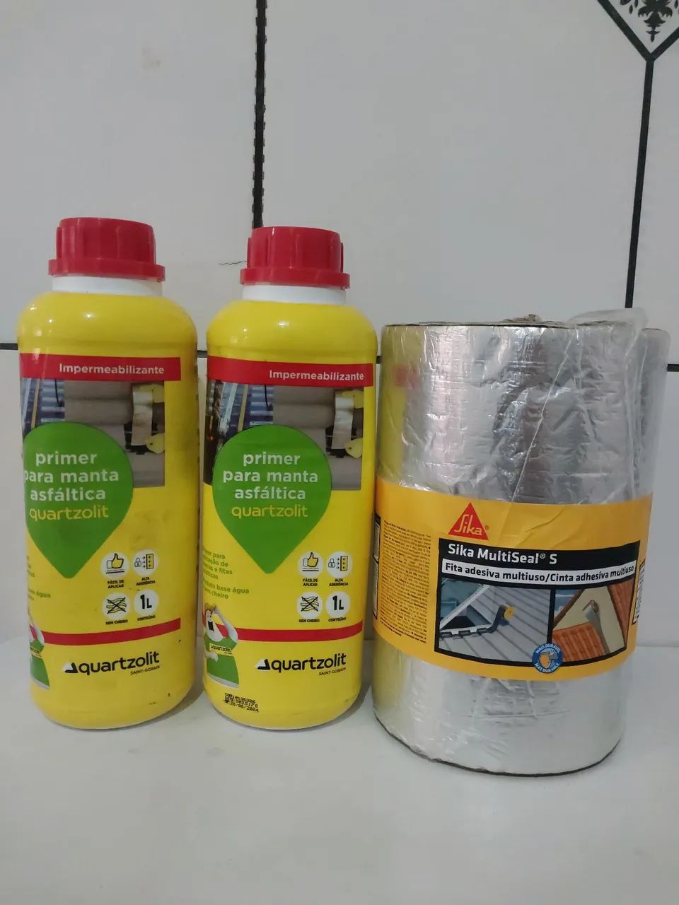 Fita adesiva Manta 10 metros mais 2 Primer. Kit impermeabilização. 