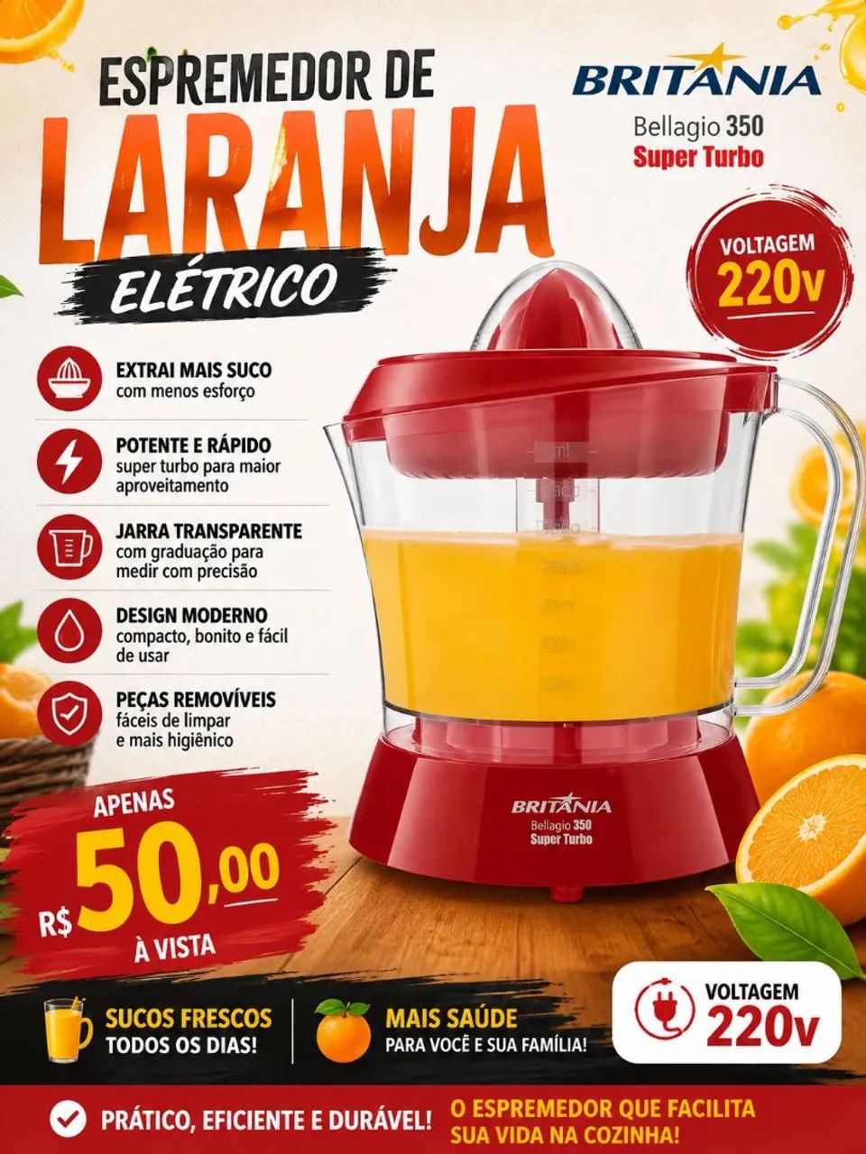 Espremedor laranja Eletrico