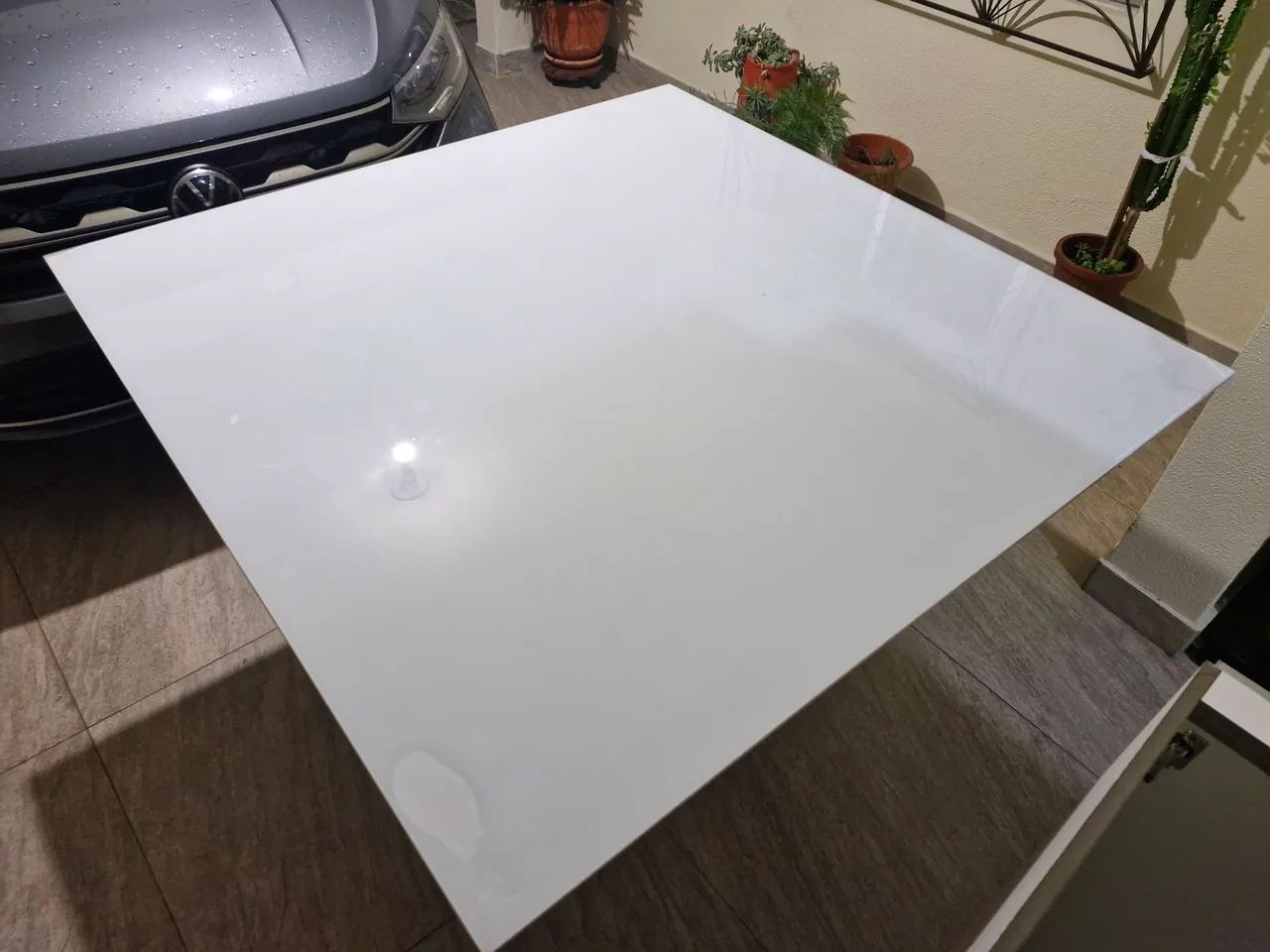 Mesa de vidro, envelopada, branca, 135 cm - Foto 2