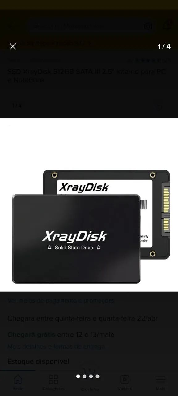 Ssd Xraydisk 512gb Sata III 2.5  Interno Para Pc E Notebook