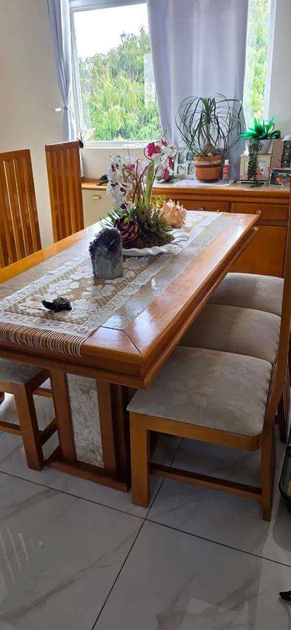 Conjunto de sala de jantar 6 lugares, buffet e espelho - Foto 3